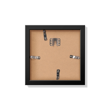 Back of black 8x8 in frame with hanging hardware