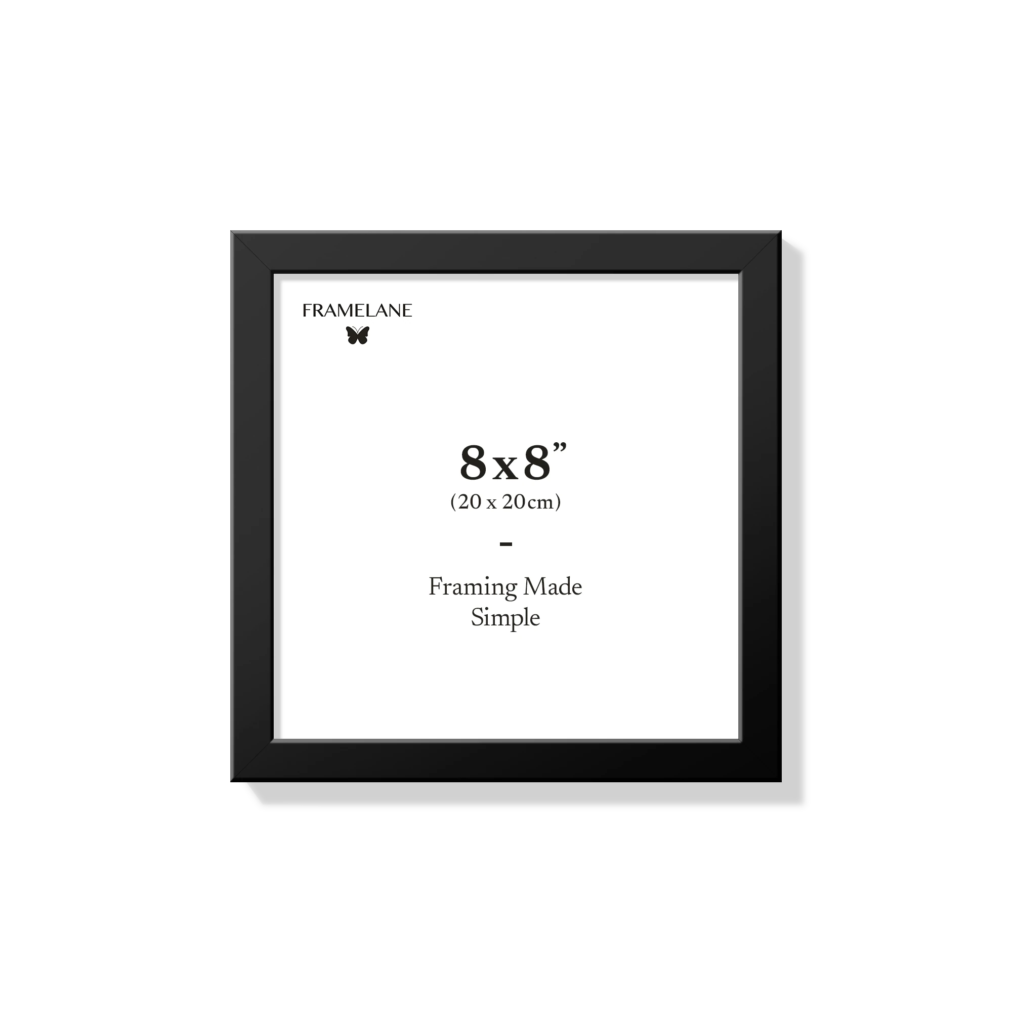 Black picture frame 8x8 in, front view
