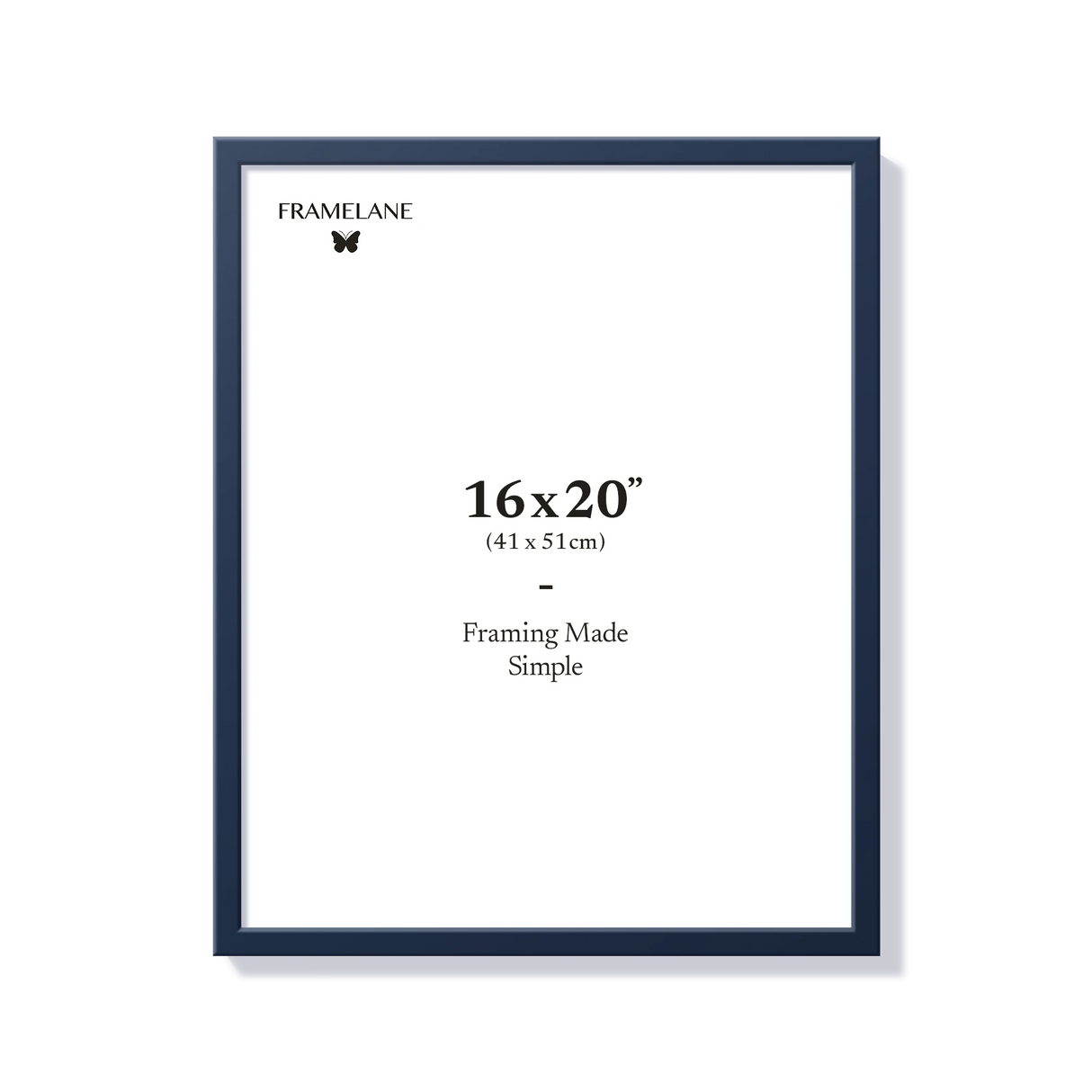 Blue picture frame 16x20 in, front view