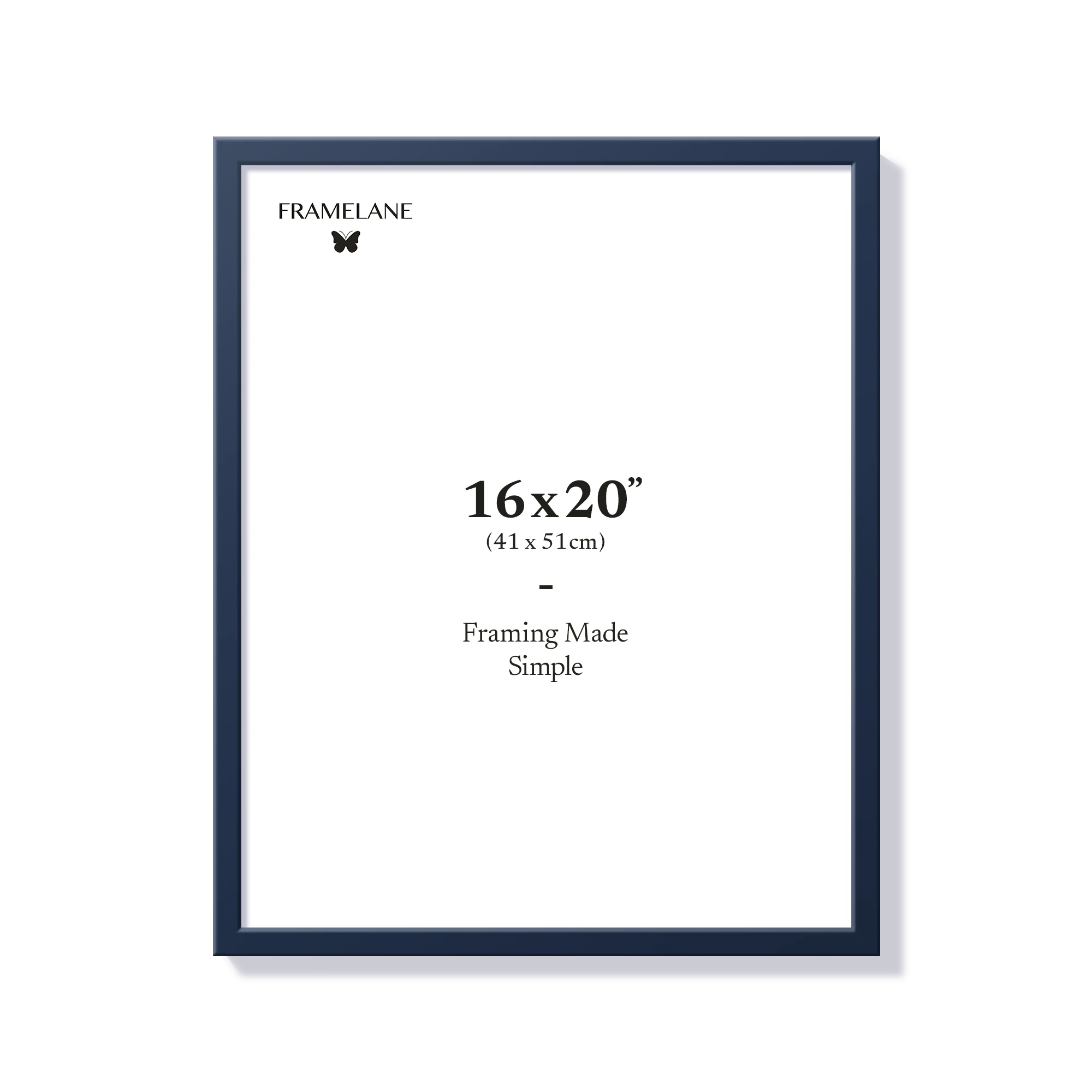 Blue picture frame 16x20 in, front view