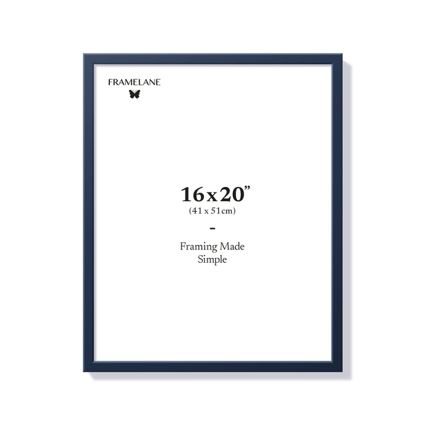 Blue picture frame 16x20 in, front view
