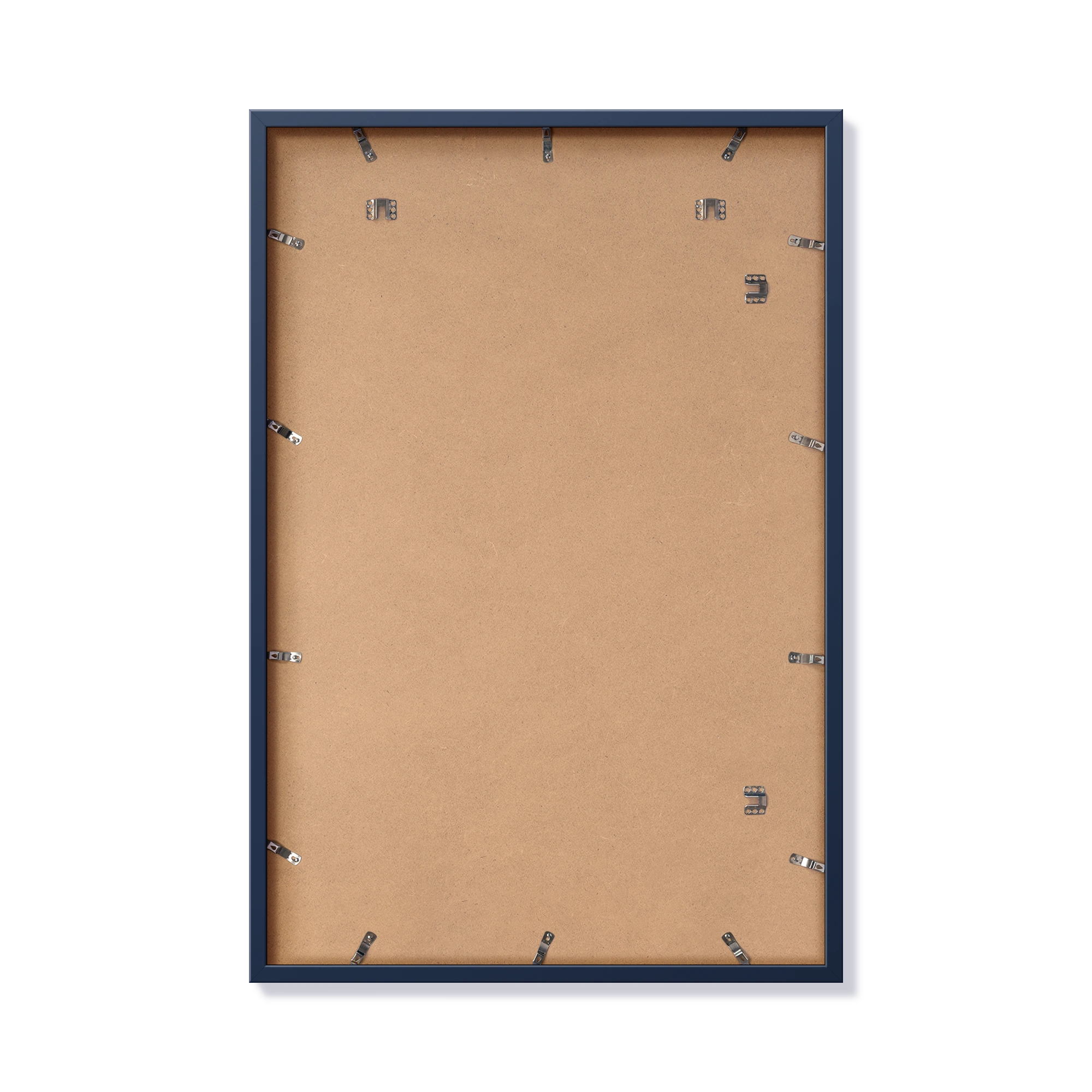 Back of blue 24x36 in frame with hanging hardware