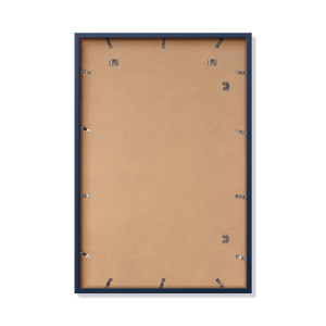 Back of blue 24x36 in frame with hanging hardware