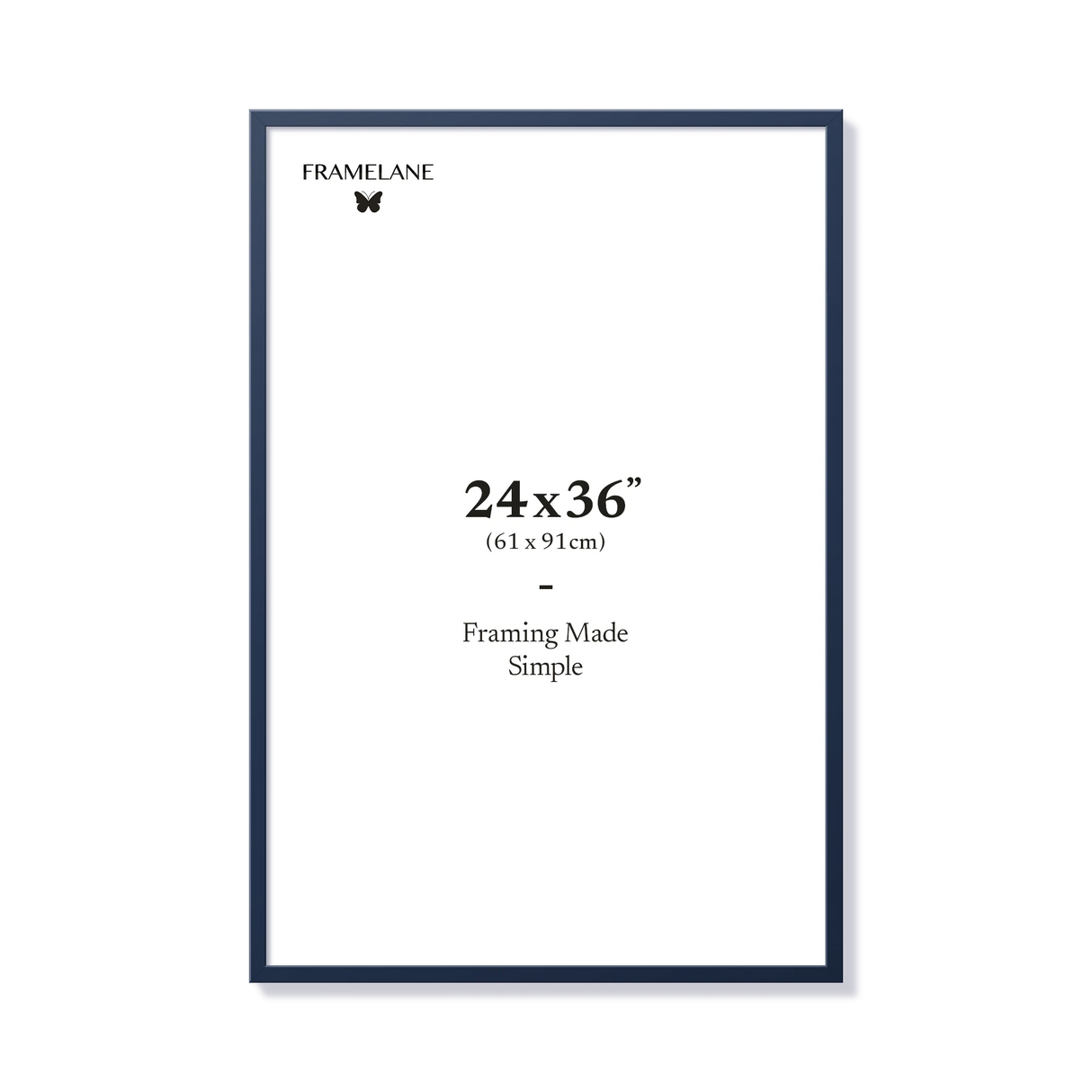 Blue picture frame 24x36 in, front view