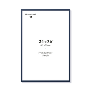 Blue picture frame 24x36 in, front view