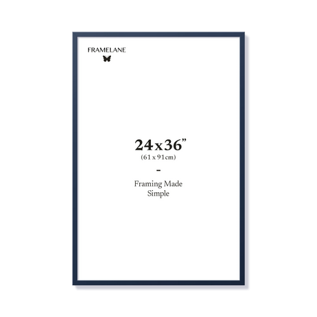 Blue picture frame 24x36 in, front view