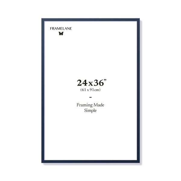 Blue picture frame 24x36 in, front view