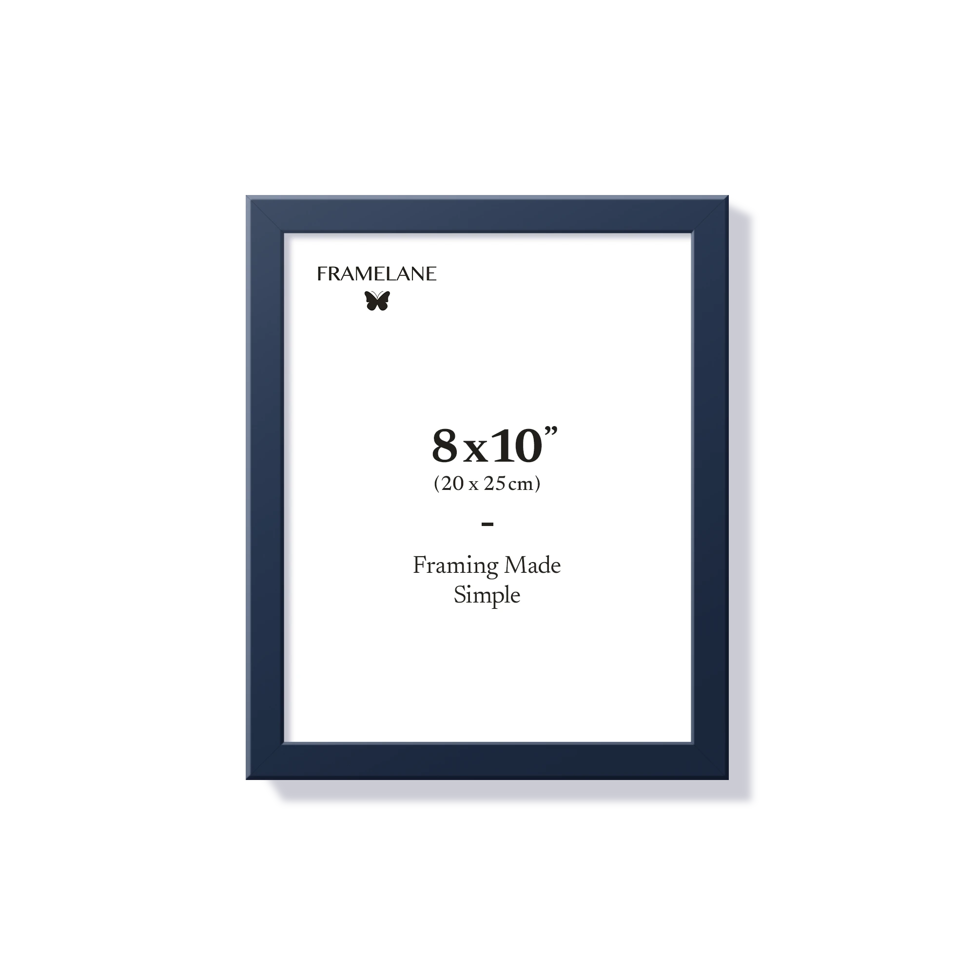 Blue picture frame 8x10 in, front view