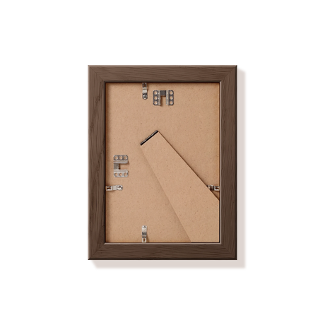 Back of dark oak 5x7 in frame with hanging hardware