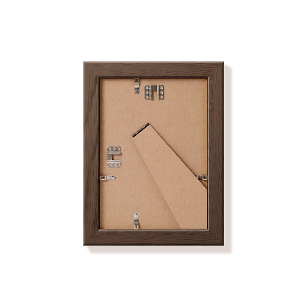 Back of dark oak 5x7 in frame with hanging hardware
