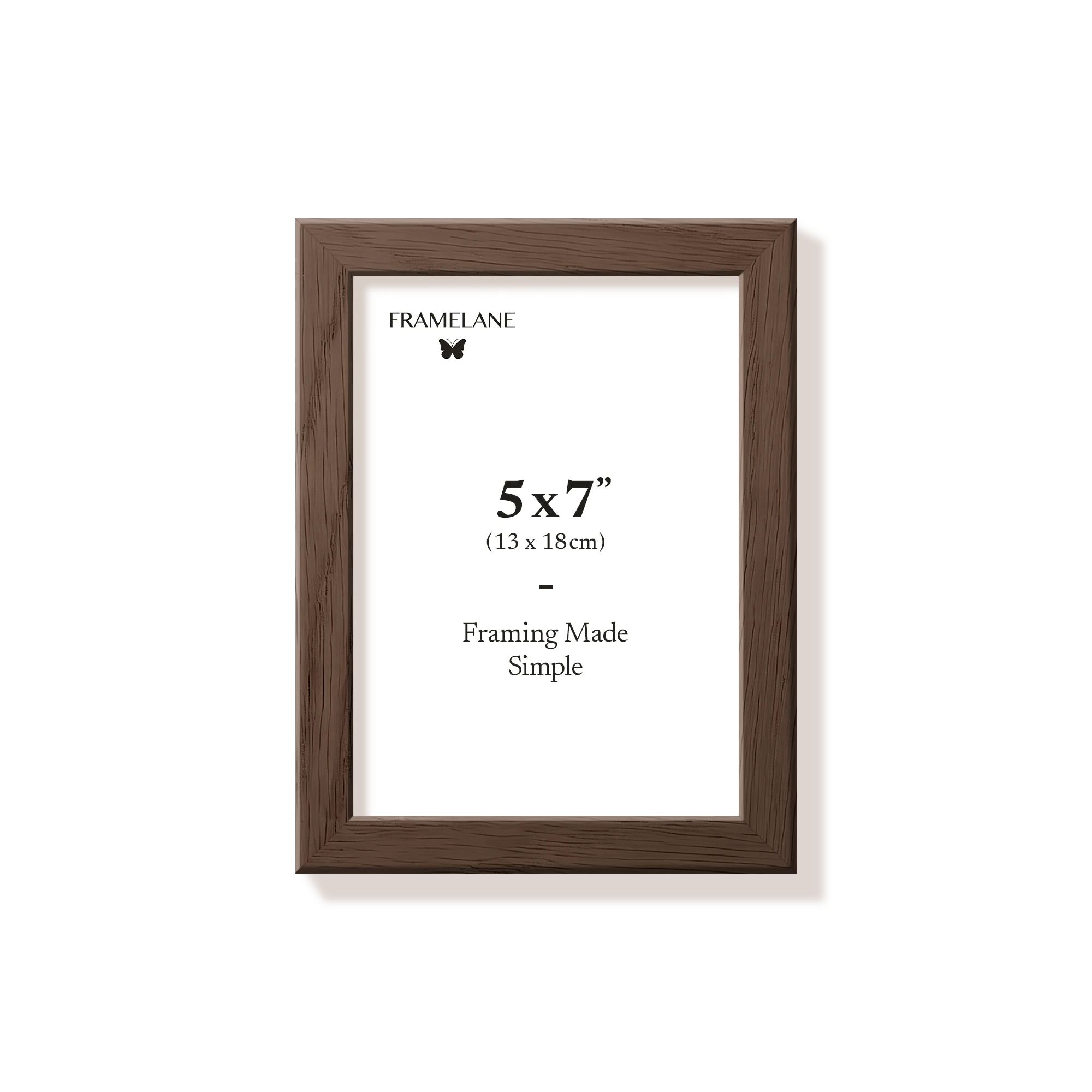 Dark oak picture frame 5x7 in, front view