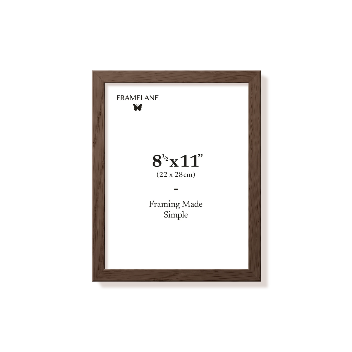 Dark oak picture frame 8.5x11 in, front view