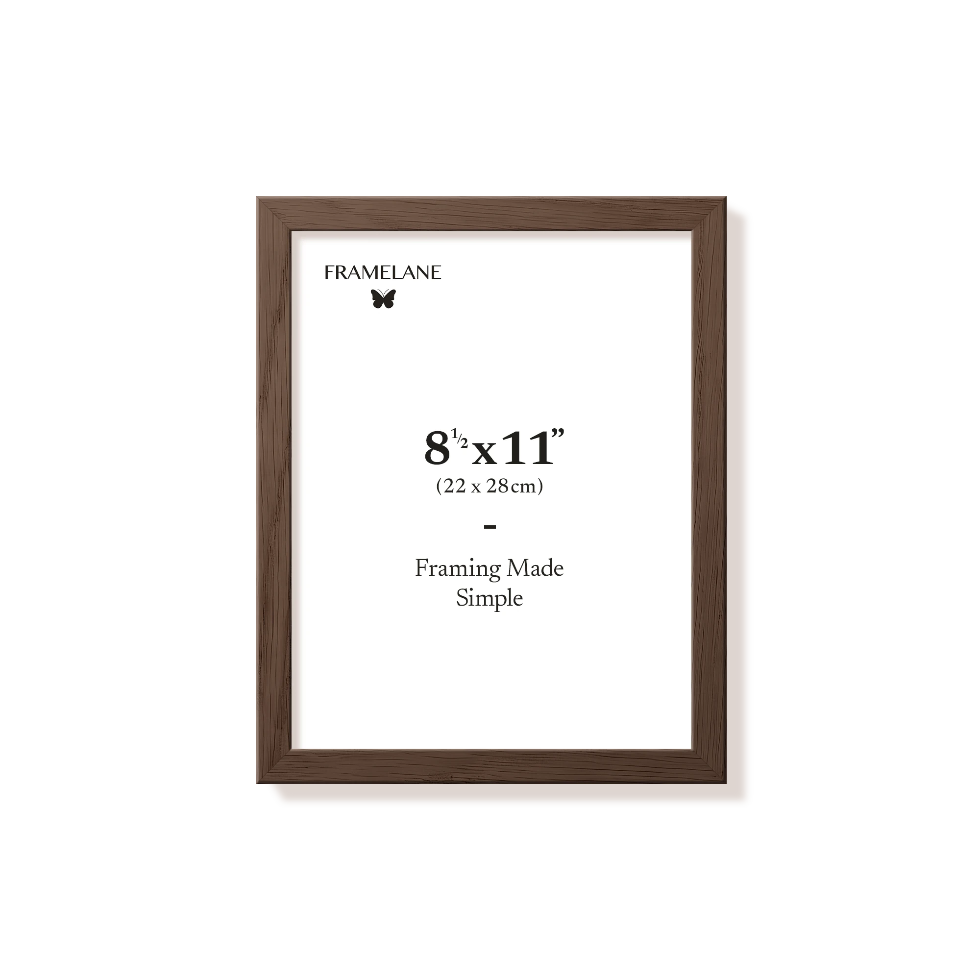 Dark oak picture frame 8.5x11 in, front view