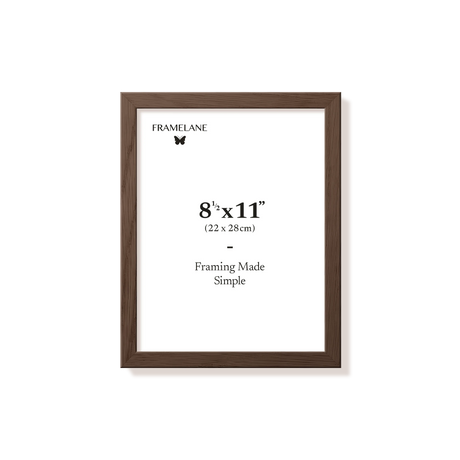 Dark oak picture frame 8.5x11 in, front view
