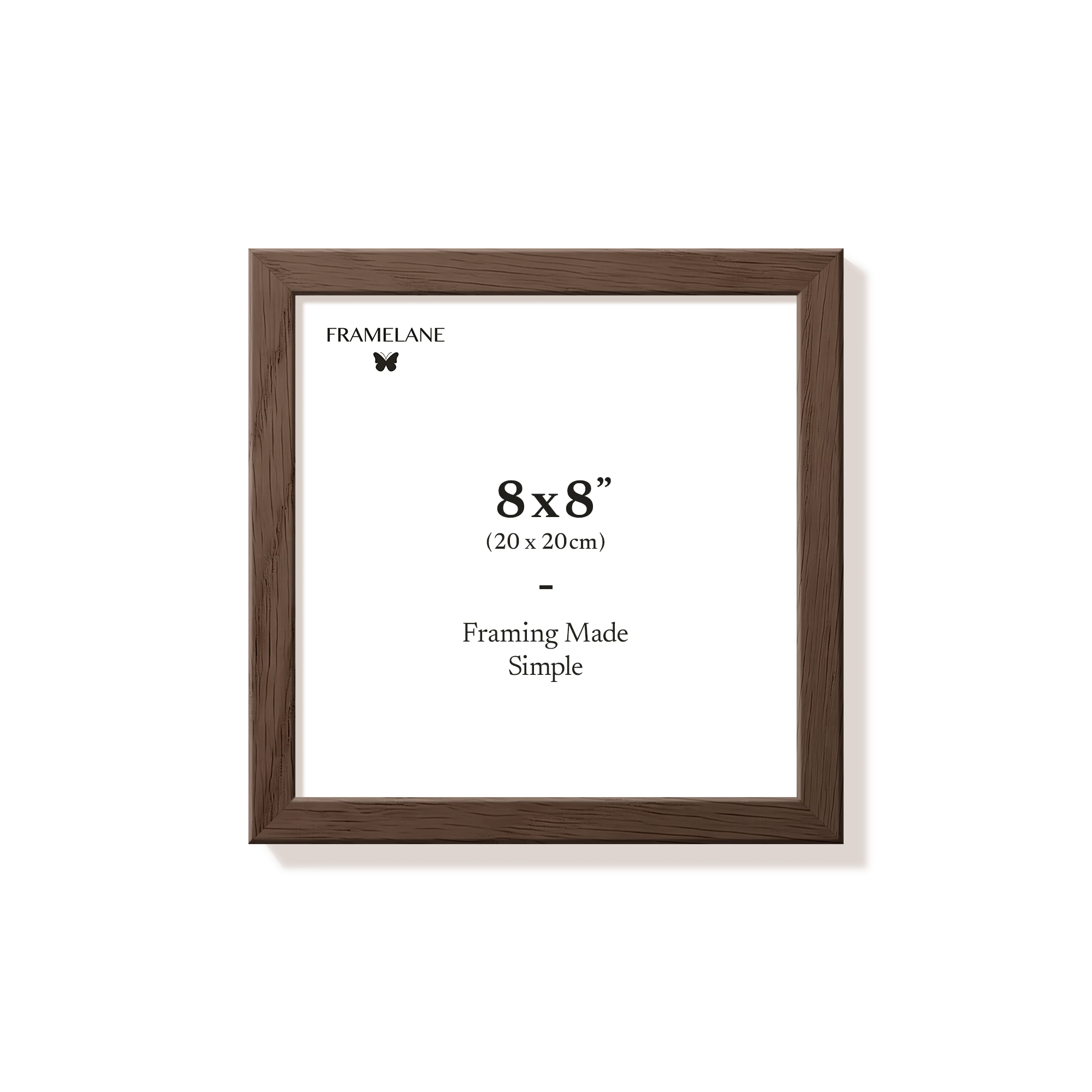 Dark oak picture frame 8x8 in, front view