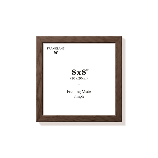 Dark oak picture frame 8x8 in, front view