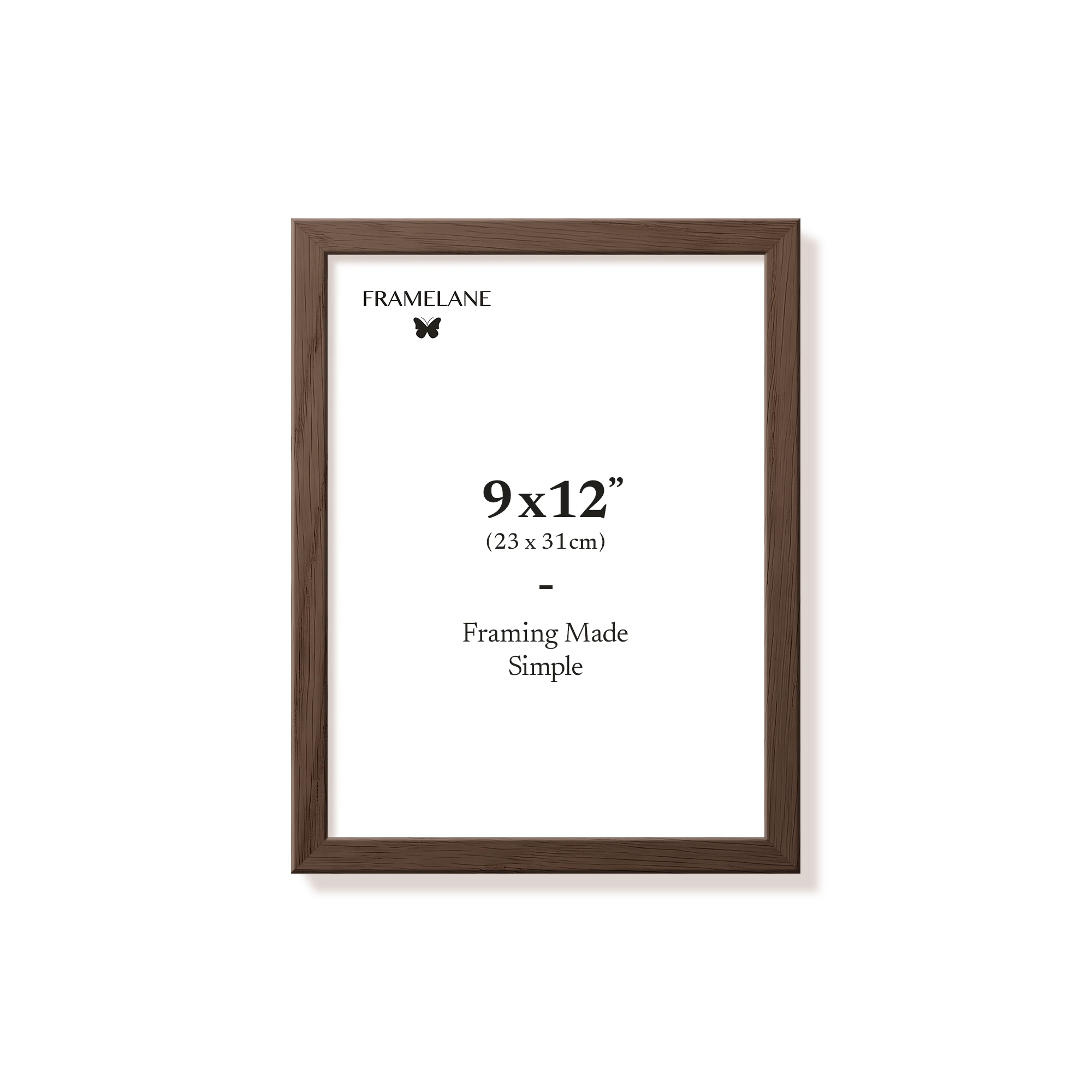 Dark oak picture frame 9x12 in, front view