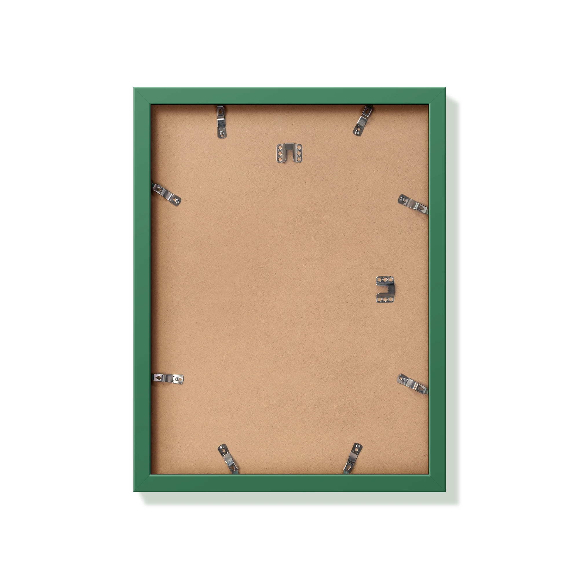 Back of forest green 12x16 in frame with hanging hardware