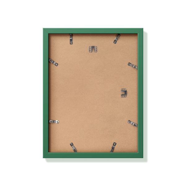 Back of forest green 12x16 in frame with hanging hardware