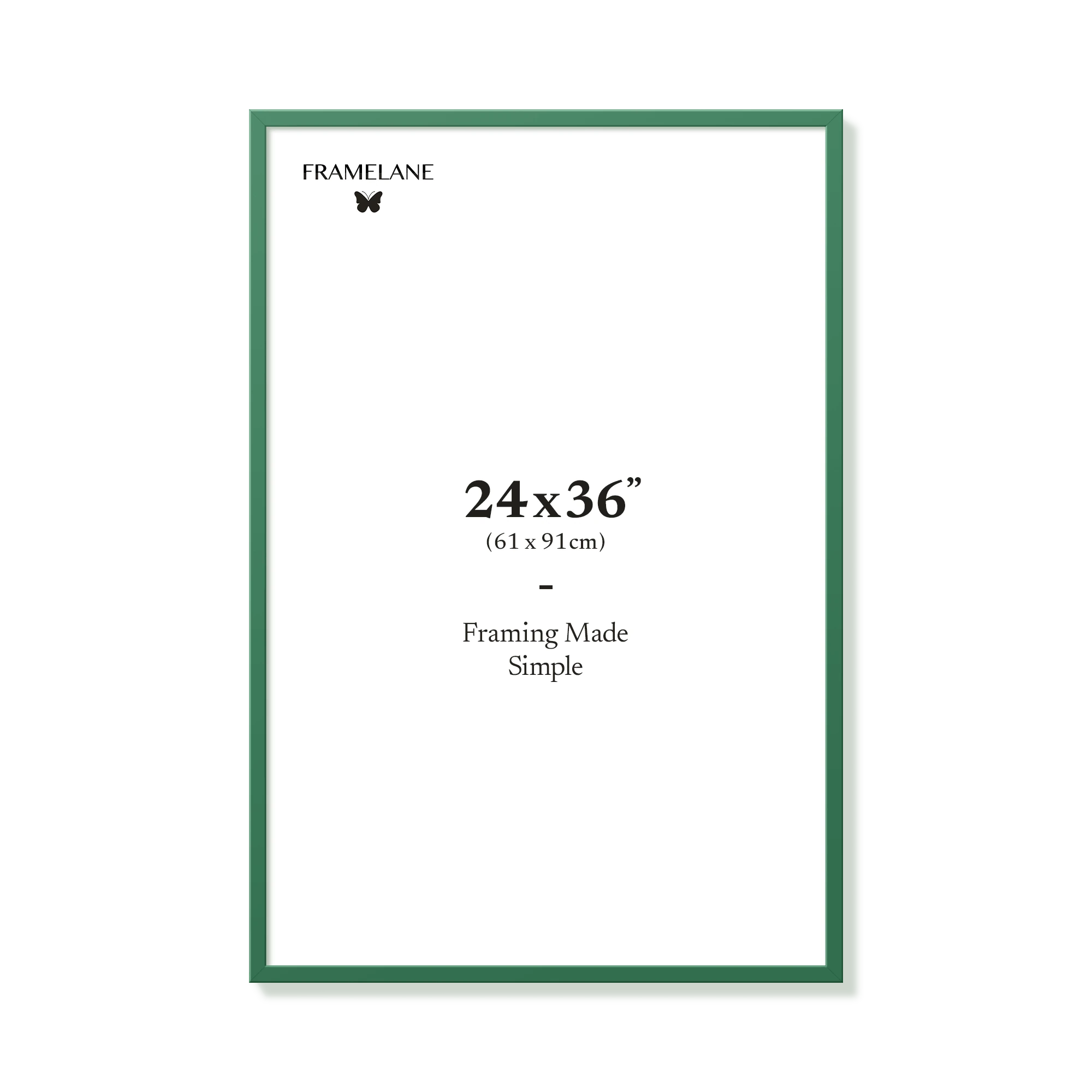 Forest green picture frame 24x36 in, front view