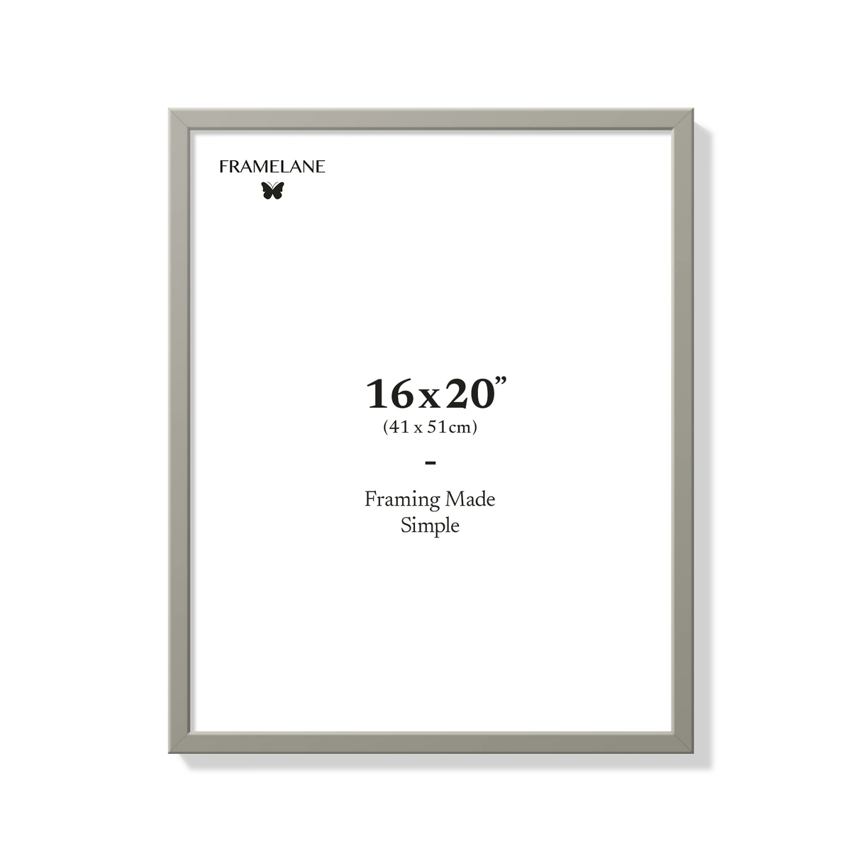 Gray picture frame 16x20 in, front view
