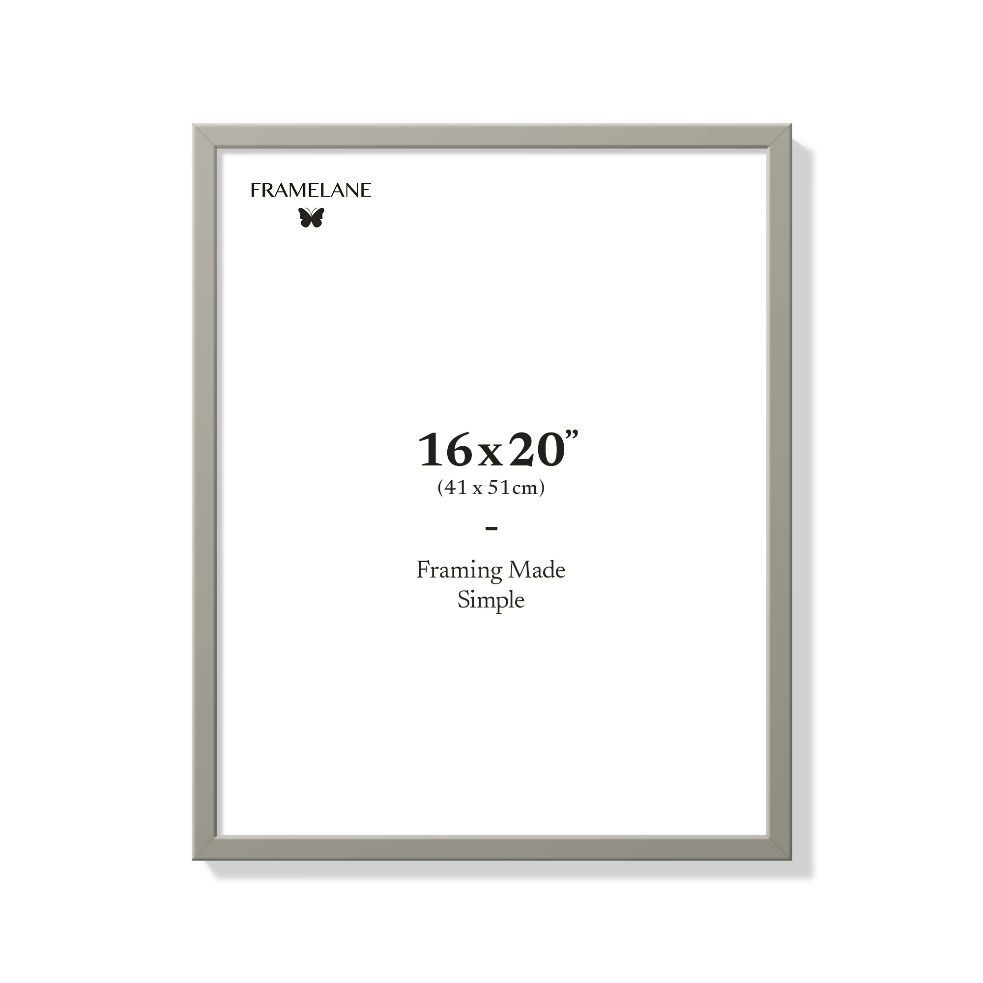 Gray picture frame 16x20 in, front view