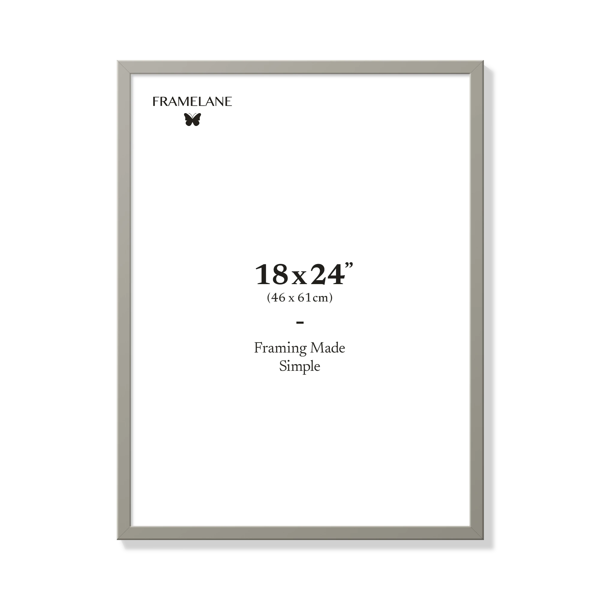 Gray picture frame 18x24 in, front view