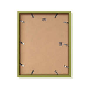 Back of khaki green 16x20 in frame with hanging hardware
