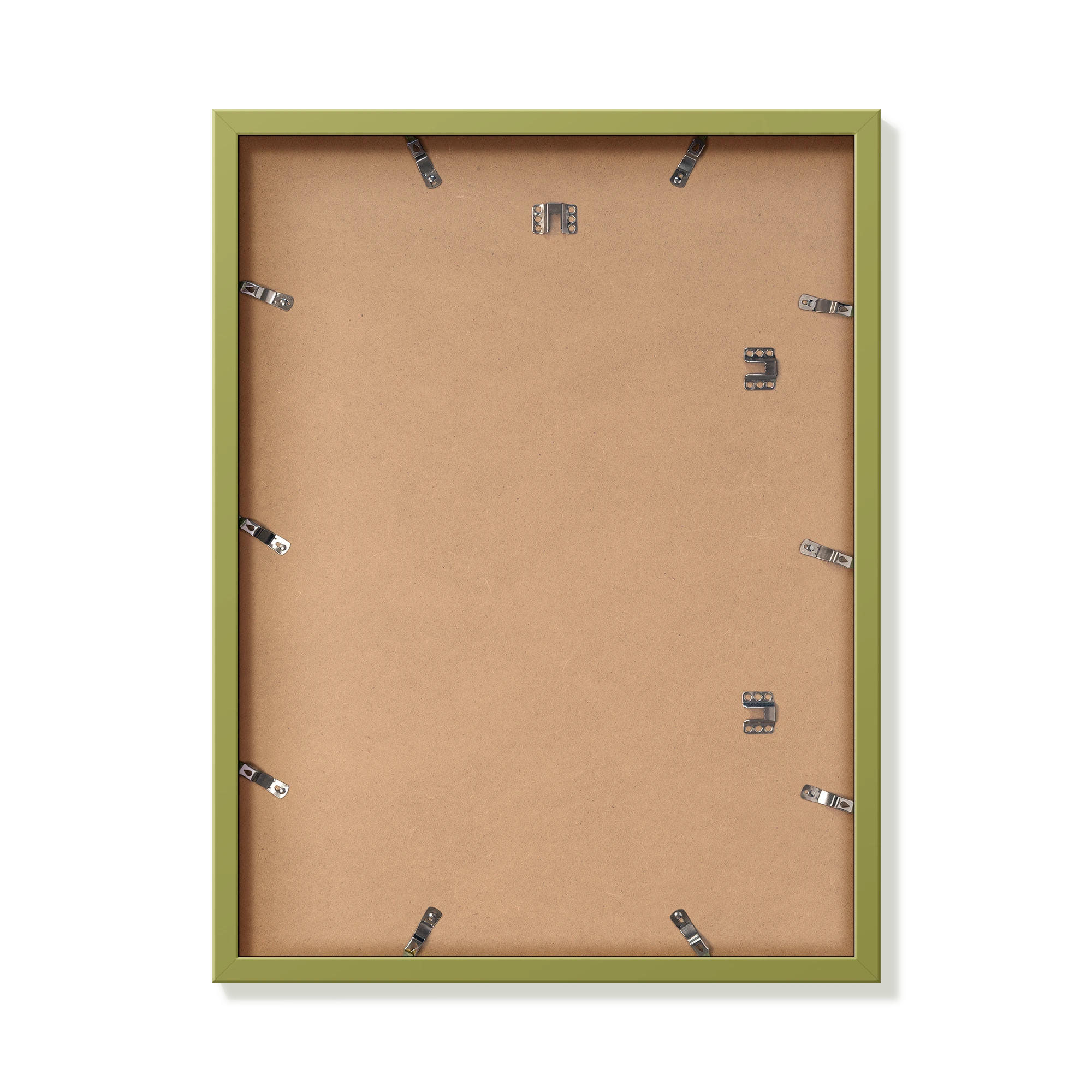Back of khaki green 18x24 in frame with hanging hardware