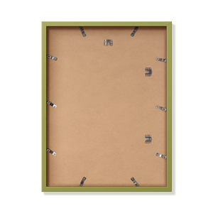 Back of khaki green 18x24 in frame with hanging hardware