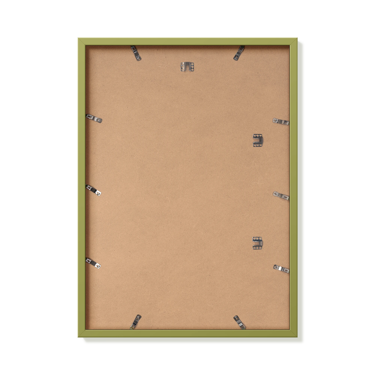 Back of khaki green 50x70 cm frame with hanging hardware