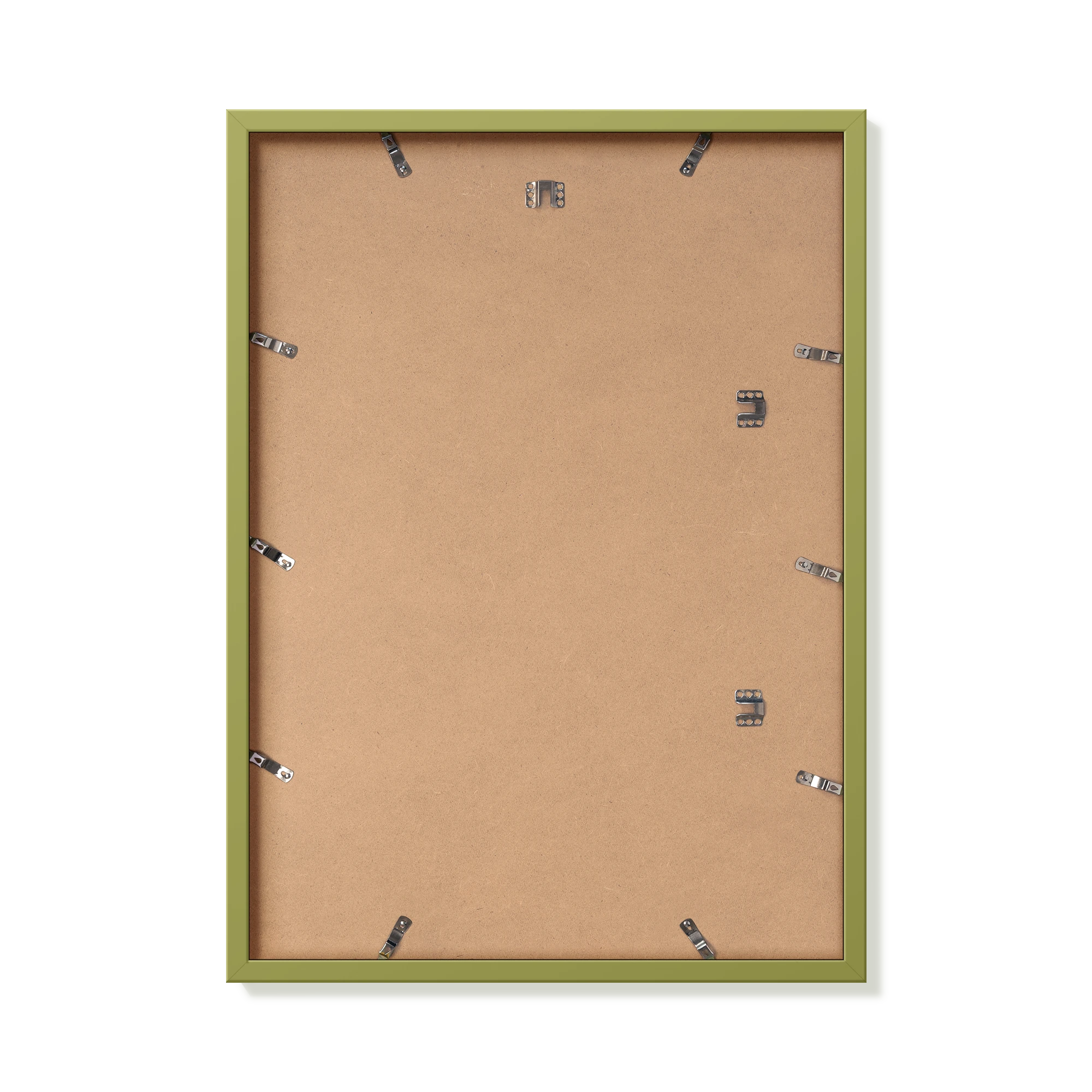 Back of khaki green 50x70 cm frame with hanging hardware