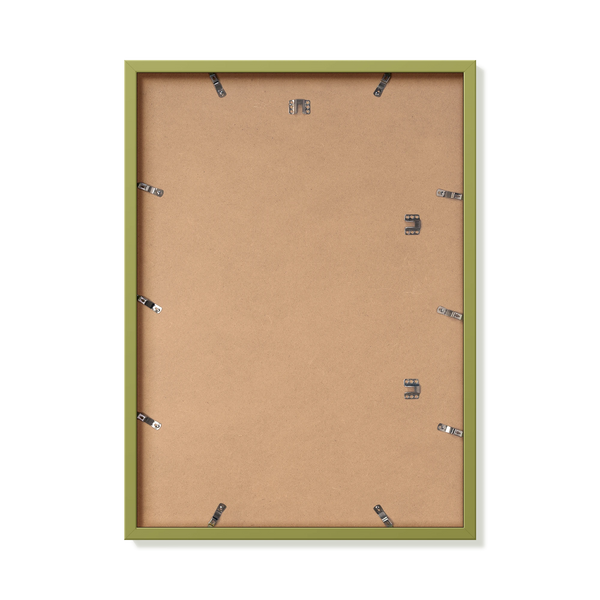 Back of khaki green 50x70 cm frame with hanging hardware