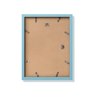 Back of light blue 12x16 in frame with hanging hardware