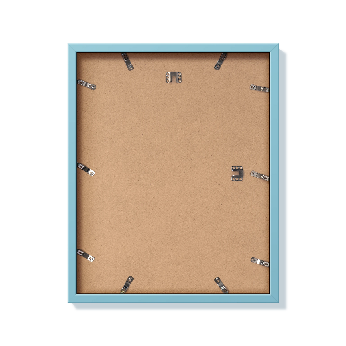 Back of light blue 16x20 in frame with hanging hardware