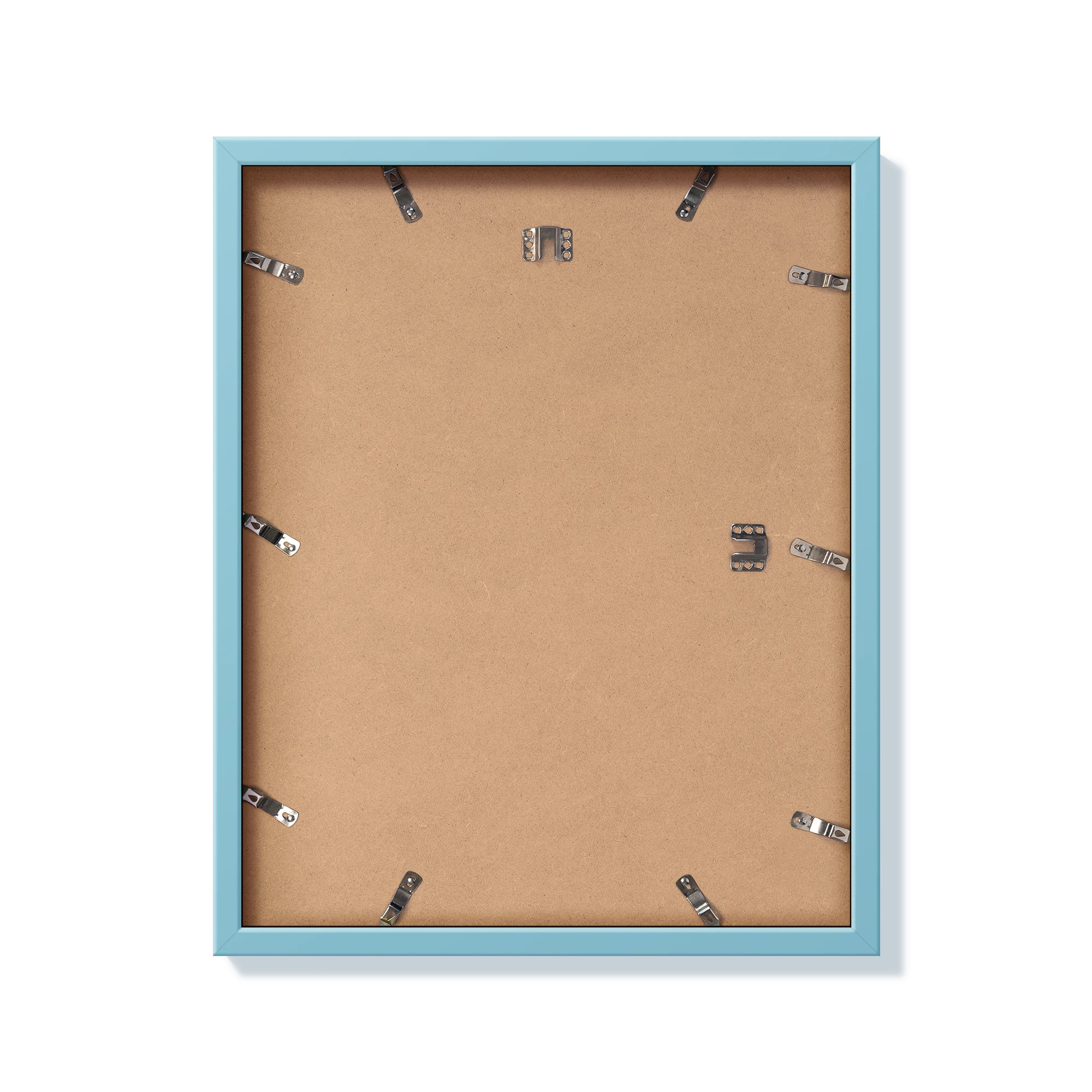 Back of light blue 16x20 in frame with hanging hardware