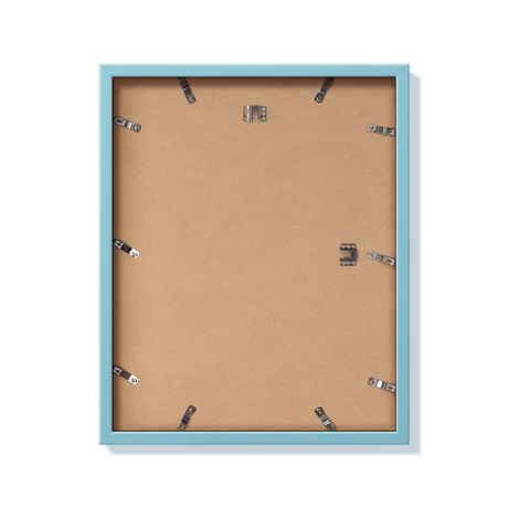 Back of light blue 16x20 in frame with hanging hardware