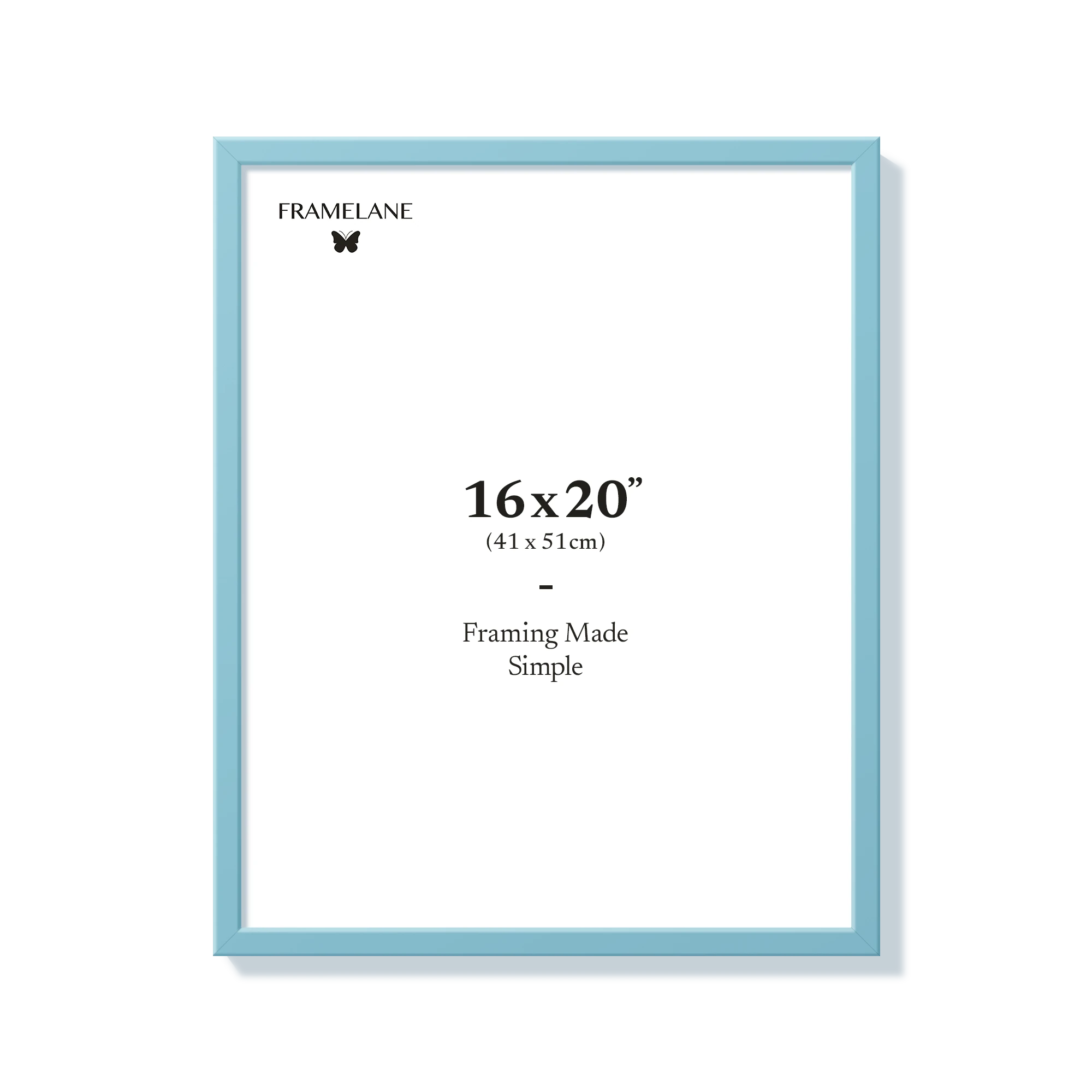 Light blue picture frame 16x20 in, front view