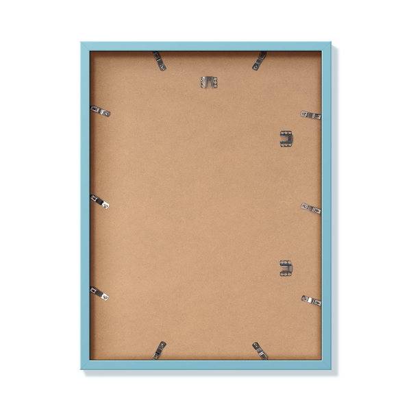 Back of light blue 18x24 in frame with hanging hardware