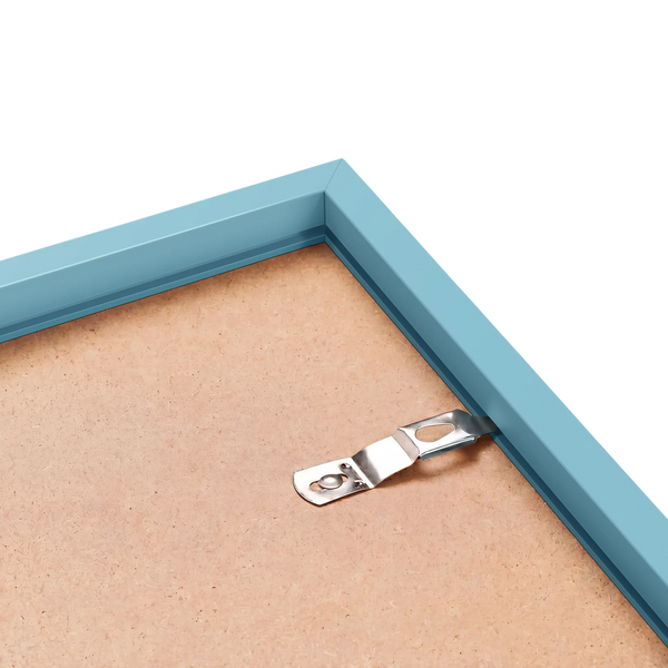 Light blue frame back corner showing hardware
