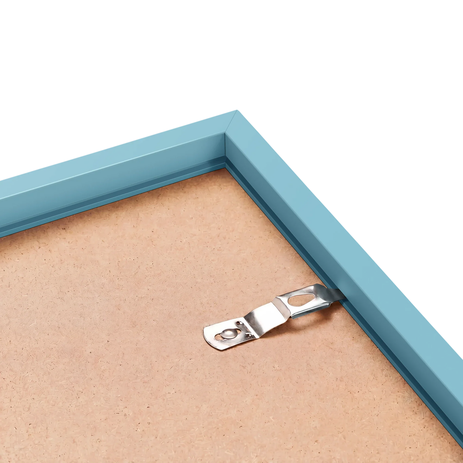 Light blue frame back corner showing hardware