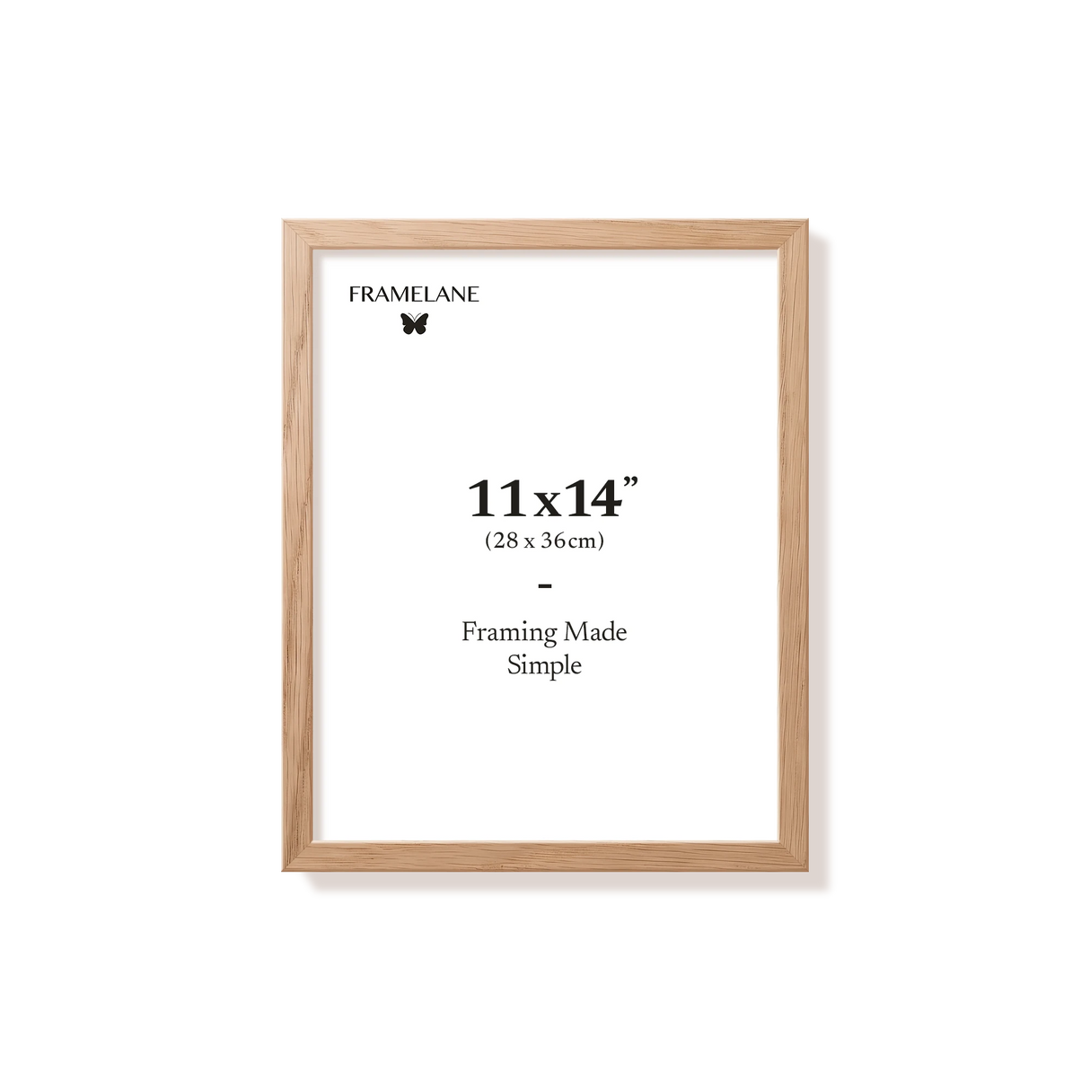 Natural oak picture frame 11x14 in, front view