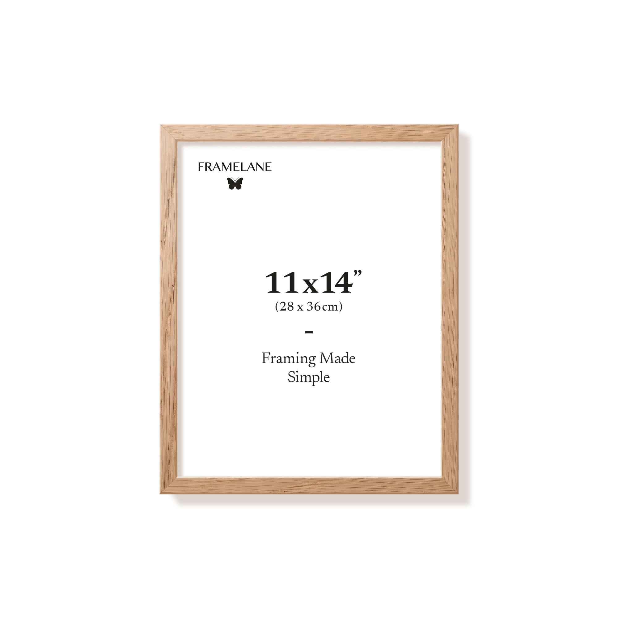 Natural oak picture frame 11x14 in, front view