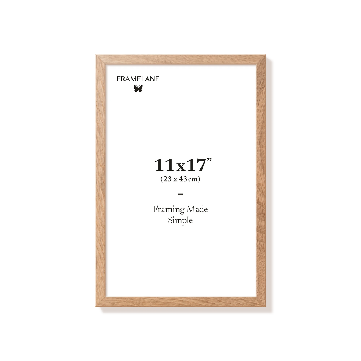 Natural oak picture frame 11x17 in, front view