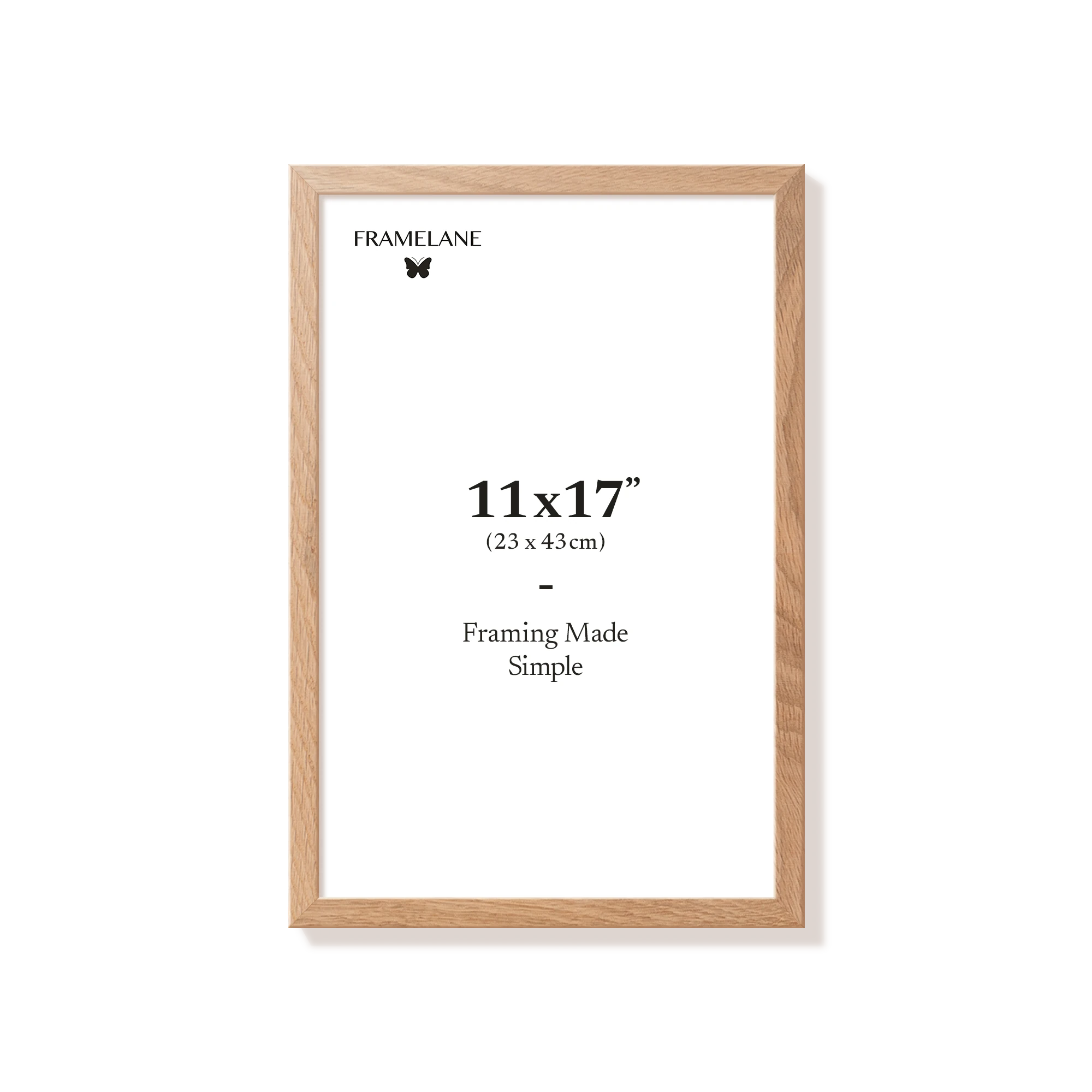 Natural oak picture frame 11x17 in, front view