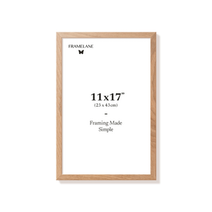 Natural oak picture frame 11x17 in, front view
