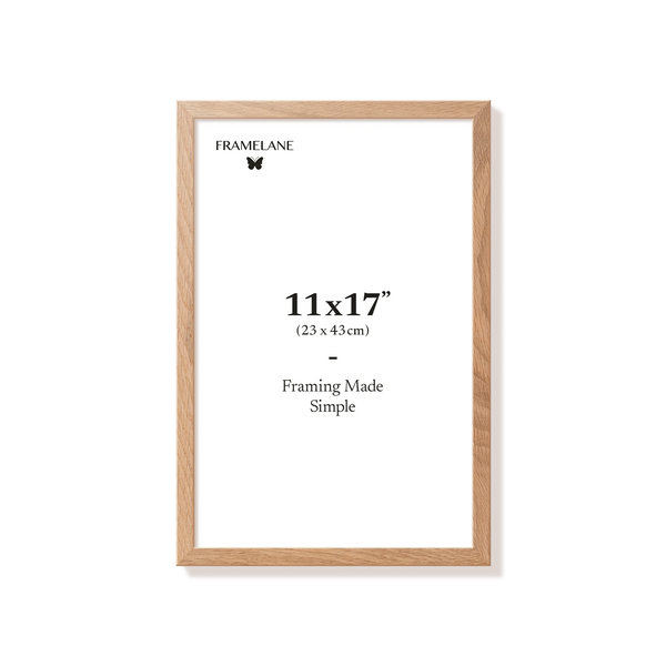 Natural oak picture frame 11x17 in, front view