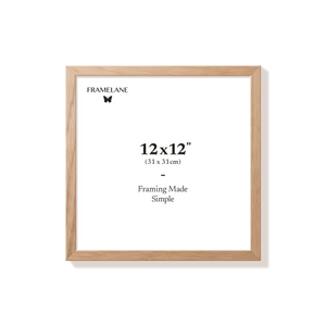 Natural oak picture frame 12x12 in, front view