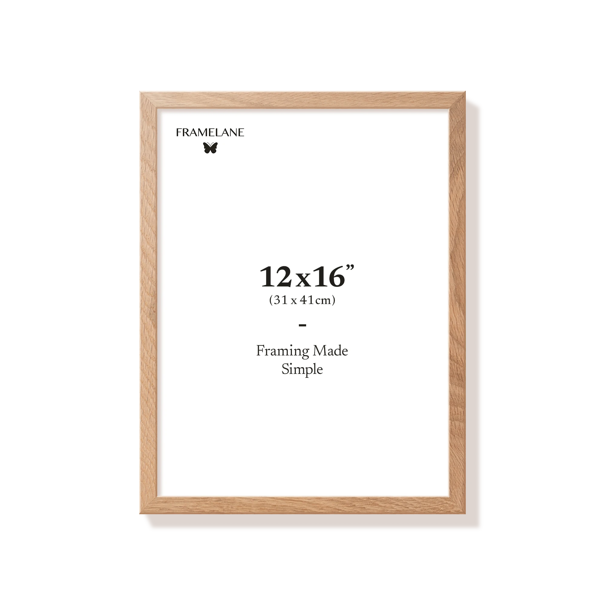 Natural oak picture frame 12x16 in, front view