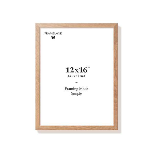Natural oak picture frame 12x16 in, front view